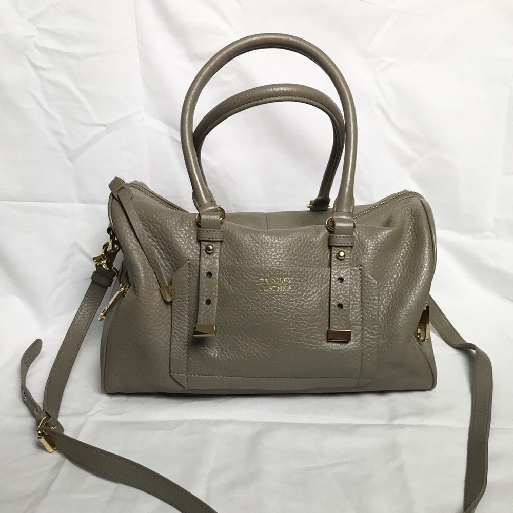 Badgley Mischka nude leather weekender bag
